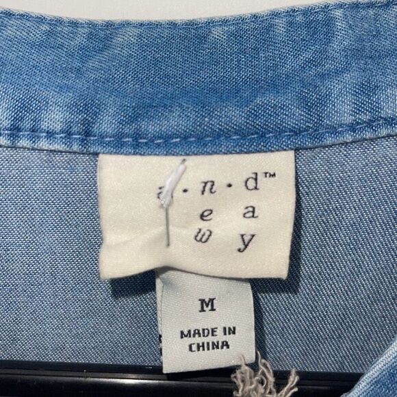 A New Day Womens Button Front Chambray Drawstring Denim Dress Blue Medium NWT - Picture 7 of 10